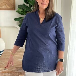Navy Eyelet Women's Tunic Size XL